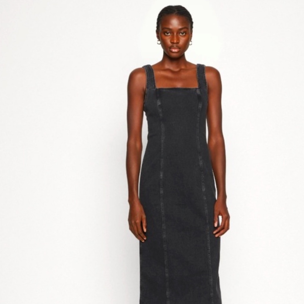 Abercrombie Black Denim Square Neck Dress - XS Tall - NWT